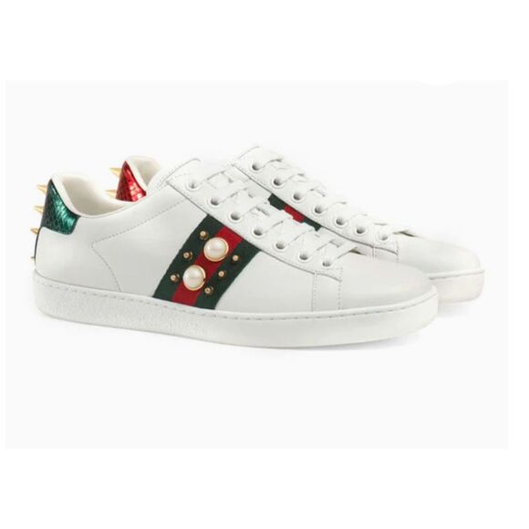 Gucci Shoes - Gucci Women's Ace Studded Pearl Sneakers White Size 7.5 Athletic Shoes